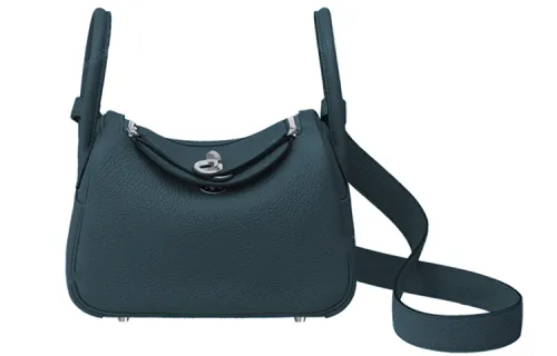 HERMES Lindy Clemence Bullock Leather Handbag Mini 19 Women's 6O Vert Cypress