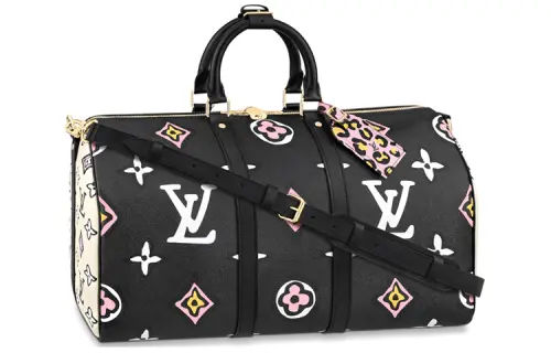 LOUIS VUITTON Keepall Canvas Travel Bag, Handbag, Shoulder Bag, Crossbody Bag Women's Black