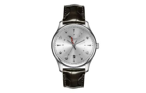 GUCCI G Timeless Collection Wrist Watches Automatic Mechanical Movement Leather Strap Silver Dial Men's Watches