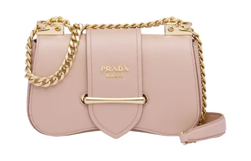 PRADA Sidonie Calfskin Shoulder Bag, Crossbody Bag Women's Nude Pink