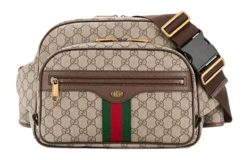 GUCCI Canvas With Leather Fanny Pack Large Men's Brown