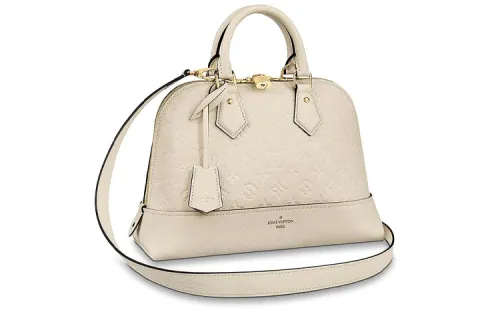 LOUIS VUITTON Alma Leather Dome Bag, Shoulder Bag, Crossbody Bag, Handbag Medium Women's White