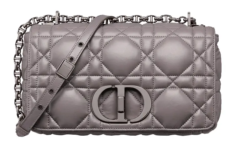 DIOR Calfskin Crossbody Bag Medium Women's Gray