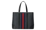 GUCCI GG Supreme Canvas With Leather Shoulder Bag, Handbag Men's Black Gray