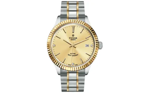TUDOR Mechanical mechanism, men's watch, golden dial, watch strap stainless steel, 38mm