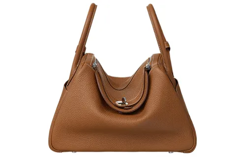HERMES Lindy Clemence Bullock Leather Handbag, Shoulder Bag 30 Women's 37 Gold Brown