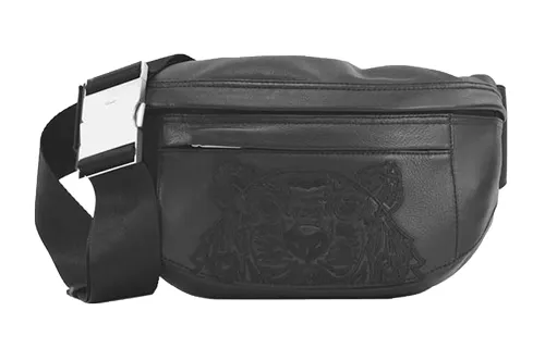 KENZO Cow Leather Sling Bag Unisex Black