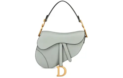 DIOR Saddle Grained Calfskin Saddle Bag, One Shoulder Handbag Women's Gray