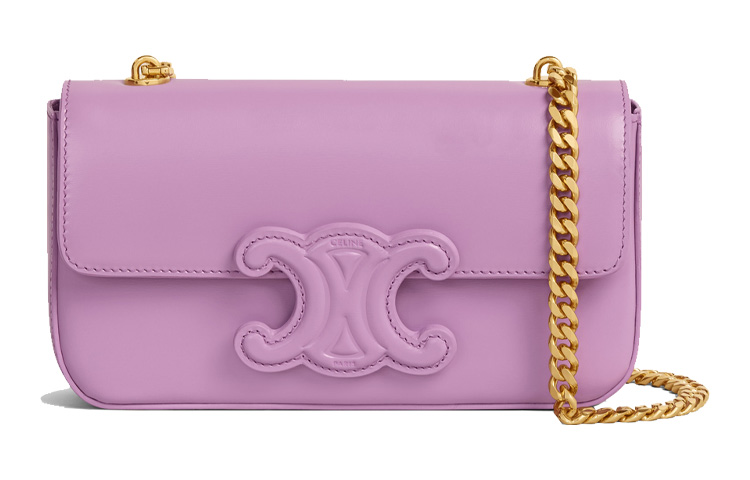 CELINE Celine Cuir Triomphe Arc de Triomphe Sheepskin lining metal chain armpit bag cow leather hand shoulder bag women's purple