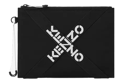 KENZO Fabric Handbag Clutch Large Unisex Black