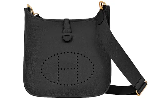HERMES Evelyne Clemence Bullock Leather Crossbody Bag, Shoulder Bag 29 Unisex Noir Black
