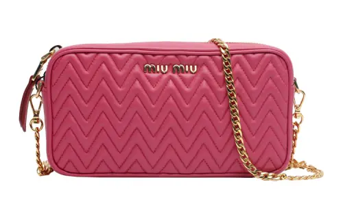 MIU MIU Soft Sheep Leather Camera Bag, Shoulder Bag, Crossbody Bag Women's Pink