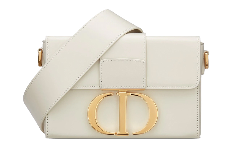 DIOR Dior 30 Montaigne Montaigne box cowhide box bag crossbody shoulder bag women's milk white