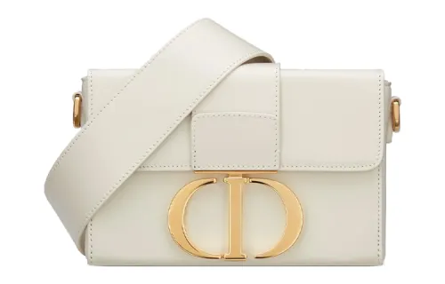 DIOR 30 Montaigne Cow Leather Box Bag, Crossbody Bag, Shoulder Bag Women's Milk White