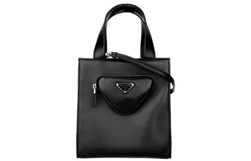 PRADA Leather Handbag Unisex Black