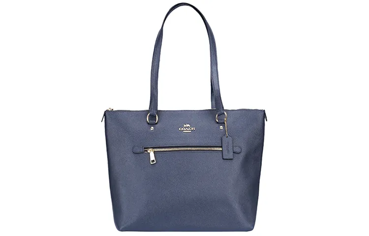 COACH Gallery Leather Shoulder Bags Large Women's Navy Blue