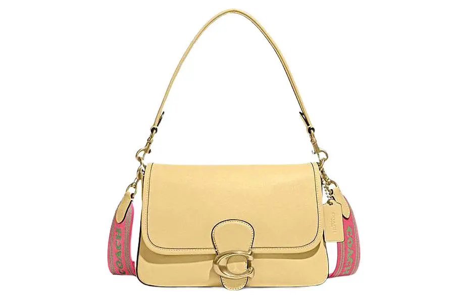 COACH Tabby Cow Leather Shoulder Bag, Portable Crossbody Bag Women's Butter Yellow