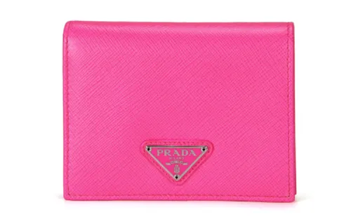 PRADA Saffiano Fashion Leather Wallet Women's Peach Pink