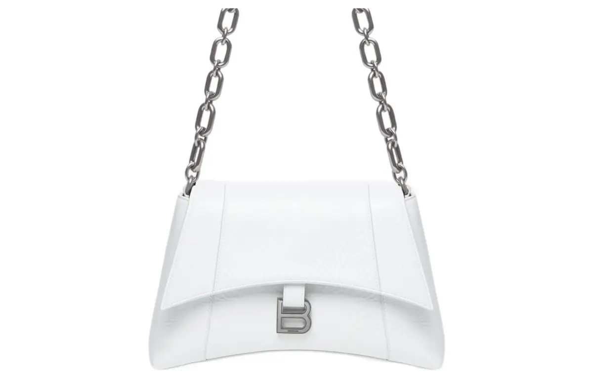 Balenciaga Downtown Cow Leather Shoulder Bag Women's White