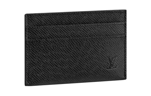 LOUIS VUITTON Taïga Leather Card Holder Card Holder Small Men's Black