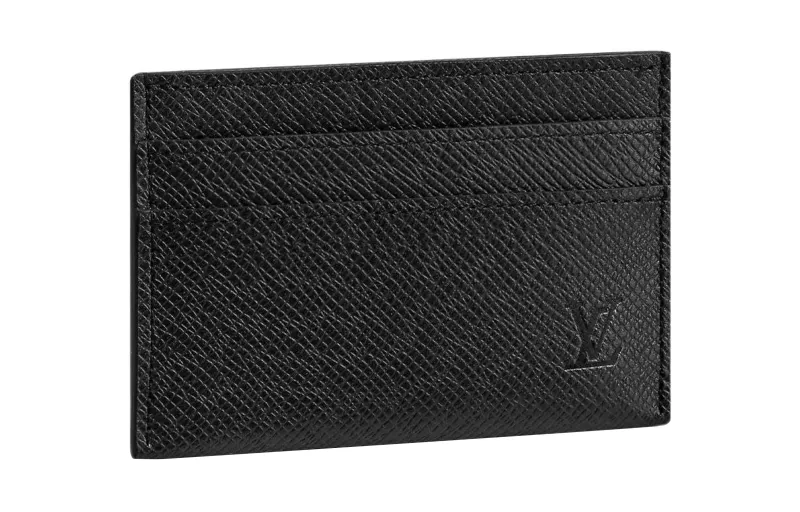 LOUIS VUITTON Taïga Leather Card Holder Card Holder Small Men's Black