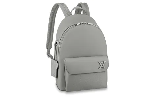 LOUIS VUITTON Aerogram Leather Laptop Bag Backpack Men's Gray