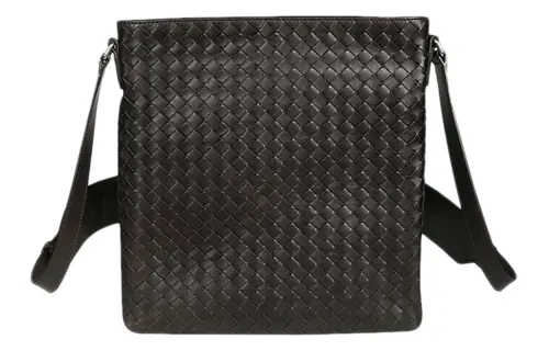 Bottega Veneta Woven Cow Leather Shoulder Bag Men's Coffee