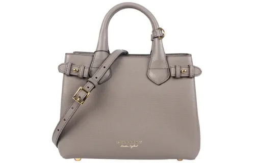 Burberry The Banner Cow Leather One Shoulder Handbag Women's Gray