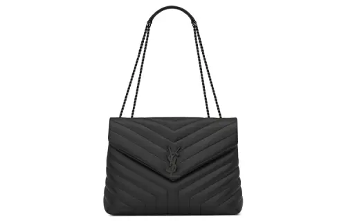 SAINT LAURENT LOULOU Quilted Leather Shoulder Bag, Crossbody Bag Medium Women's Black