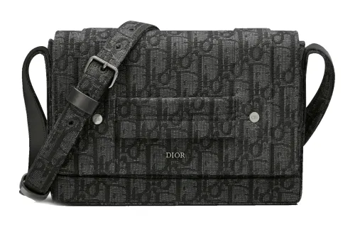 DIOR Jacquard Messenger Bag, Shoulder Bag, Crossbody Bag Small Men's Black