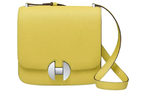 HERMES 2002 Calfskin Shoulder Bag, Crossbody Bag Regular Women's Lemon Yellow
