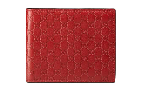 GUCCI Cow Leather Wallet Regular Unisex Red