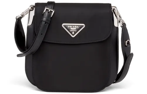 PRADA Nylon And Leather Shoulder Bag Women's Black