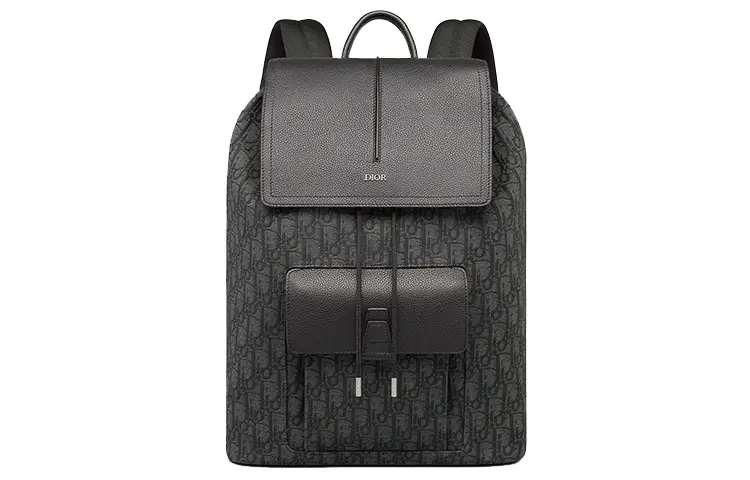 DIOR D Motion Grain Calfskin Backpack Men's Black