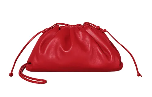 Bottega Veneta POUCH Cloud Bag Calfskin Crossbody Bags Mini Women's Bright Red