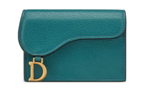DIOR Saddle Sheepskin Card Holder Card Holder Women's Deep Sea Blue