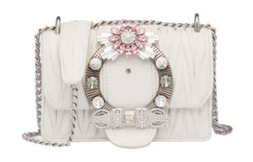MIU MIU Lambskin Shoulder Bag, Crossbody Bag Women's White