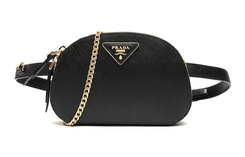 PRADA Cow Leather Shoulder Bag, Crossbody Bag, Fanny Pack, Sling Bag Women's Black