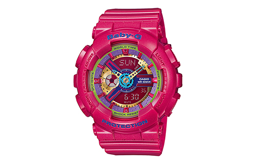 CASIO Casio BABY-G series theme series colorful contrasting color semi-hollow personality casual fashion waterproof quartz movement resin strap Japanese and Korean watch women's watch red dial BA-112-4A