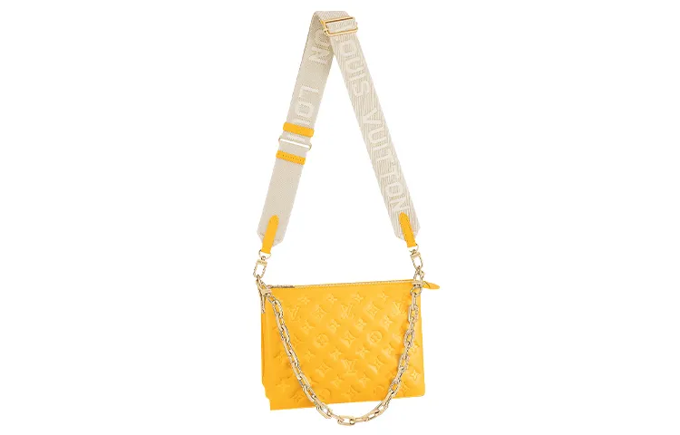 LOUIS VUITTON Coussin Lambskin Pillow Bag, Chain Bag, Handbag, Shoulder Bag, Crossbody Bag Small Women's Yellow