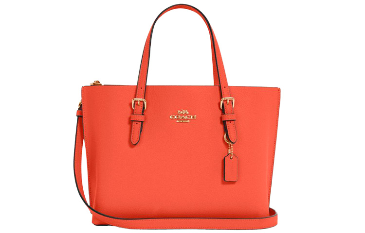 COACH Mollie Cow Leather Tote Bag, Shopping Bag, Portable Crossbody Bag, Shoulder Bag Medium Size Women's Mango Yellow