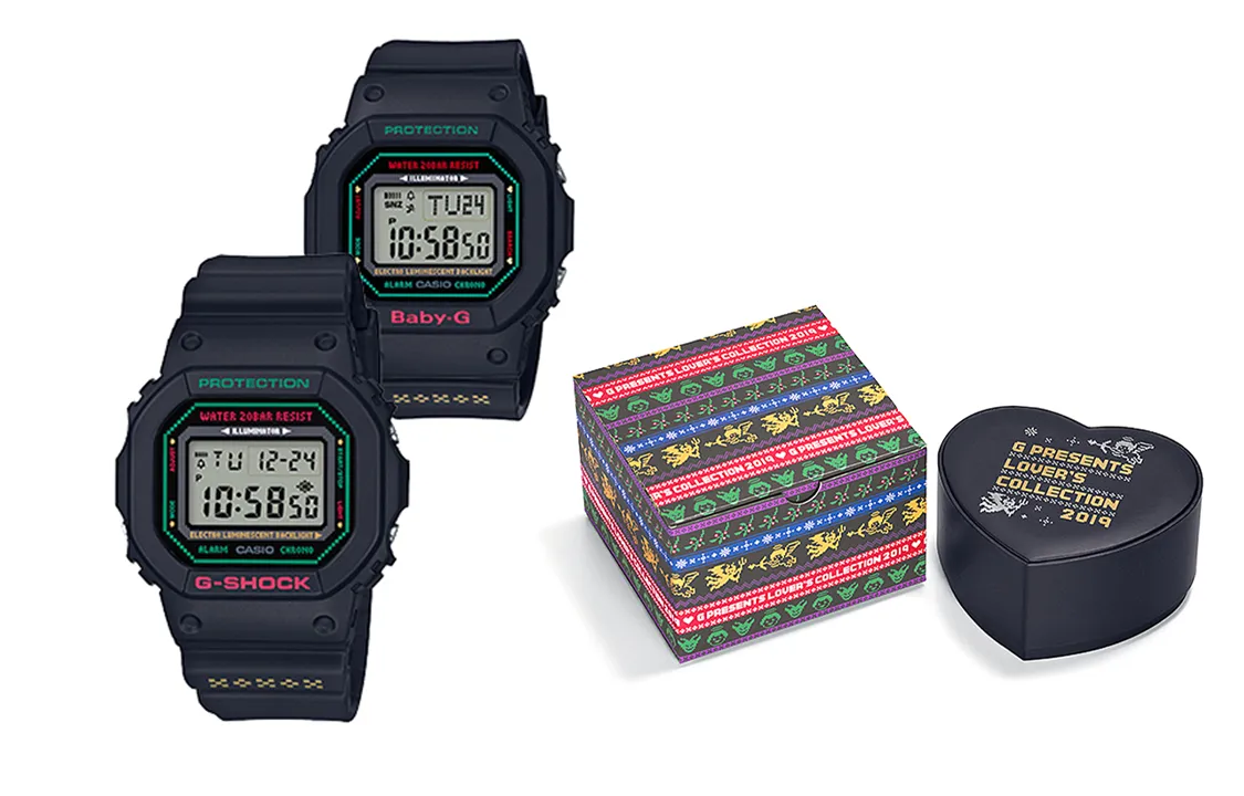 CASIO Unisex Pair Table Series Black Watch LOV-19B-1PR
