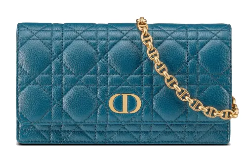 DIOR Caro Calfskin Handheld Shoulder Bag, Crossbody Bag Women's Steel Blue