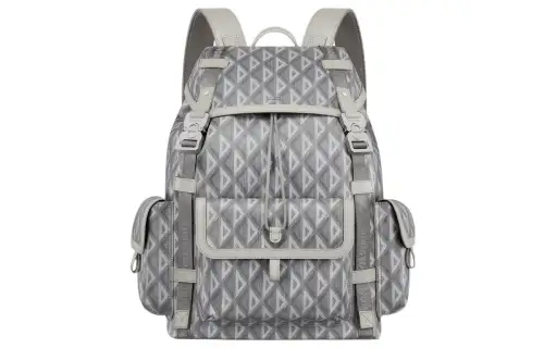 DIOR Smooth Cow Leather Canvas Backpack Large Men's Gray
