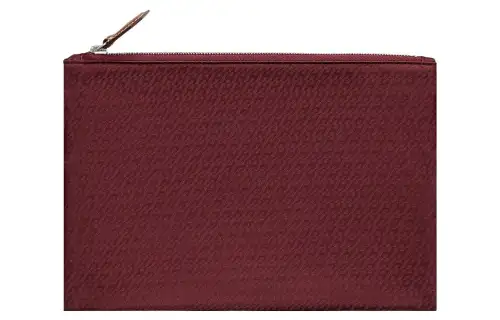 HERMES Cow Leather Makeup Bag Women's Rouge H & Gold Hermes Red & Gold