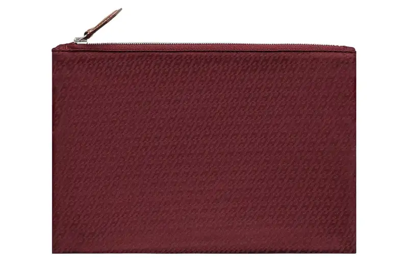 HERMES Cow Leather Makeup Bag Women's Rouge H & Gold Hermes Red & Gold