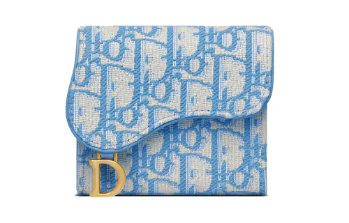 DIOR Jacquard Canvas Coin Purse, Card Holder Women's Cornflower Blue