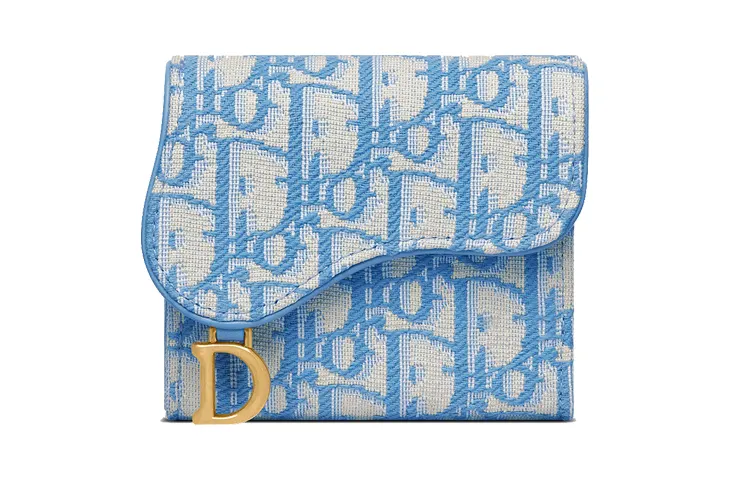 DIOR Jacquard Canvas Coin Purse, Card Holder Women's Cornflower Blue