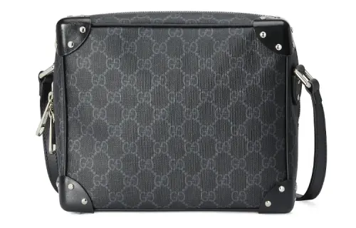GUCCI GG Canvas With Leather Corner Covered Box Bag TRUNK Shoulder Bag, Crossbody Bag Men's Black Gray
