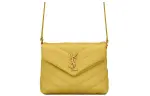 SAINT LAURENT LOULOU Quilted Leather Shoulder Bag, Crossbody Bag Mini Women's Yellow